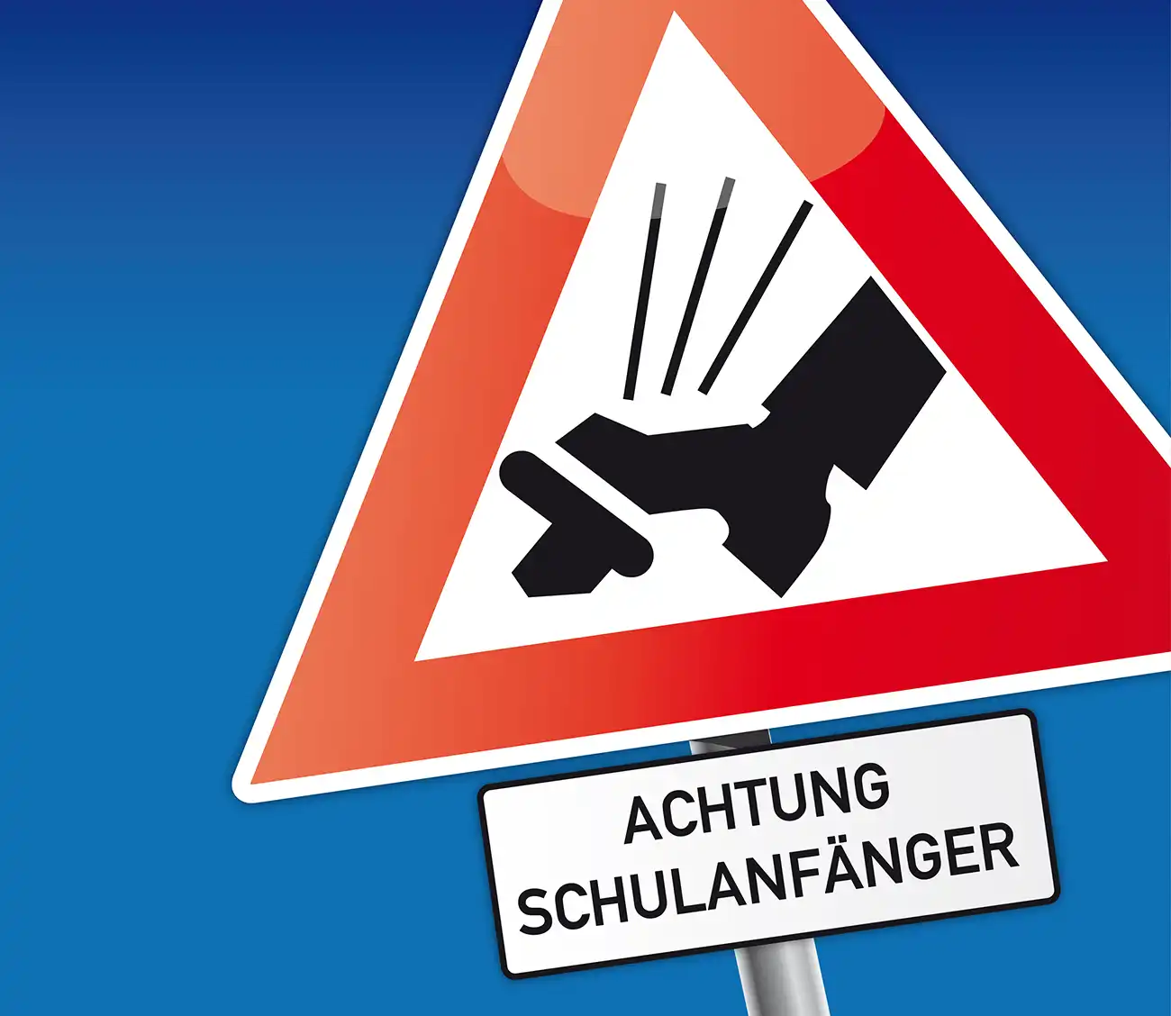 Dreiecksschild Fuß vom Gas - Achtung Schulkinder